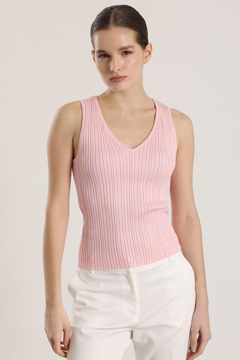 Top tejido lurex Liola mujer rosa-0