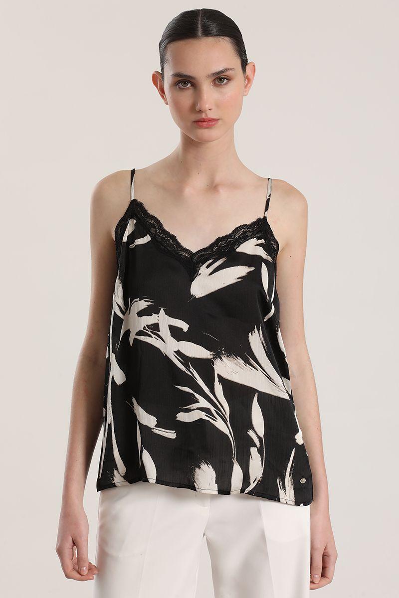 Top lencero estampado liola mujer negro-0