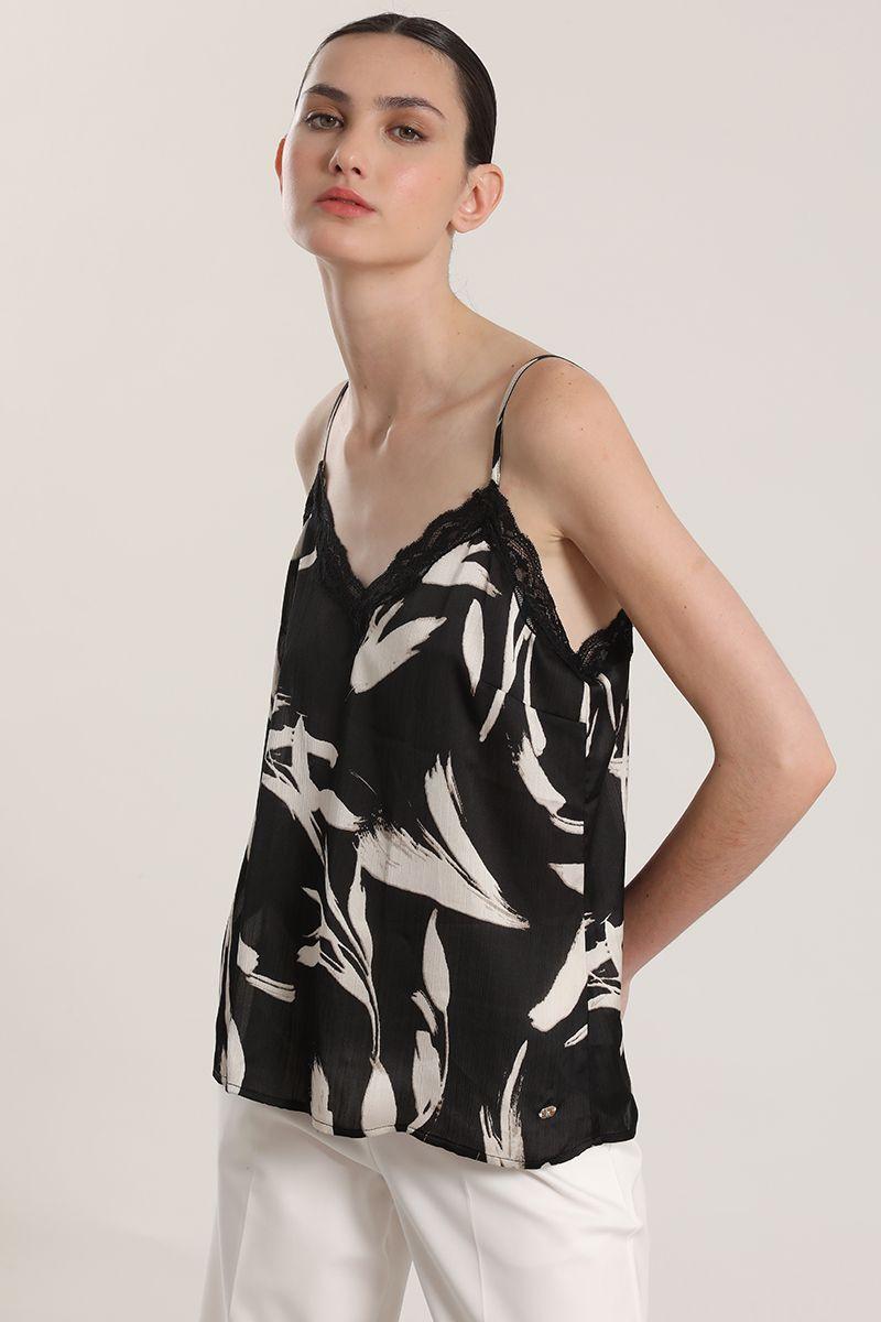 Top lencero estampado liola mujer negro-2