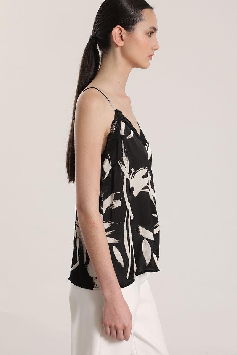 Top lencero estampado liola mujer negro-3