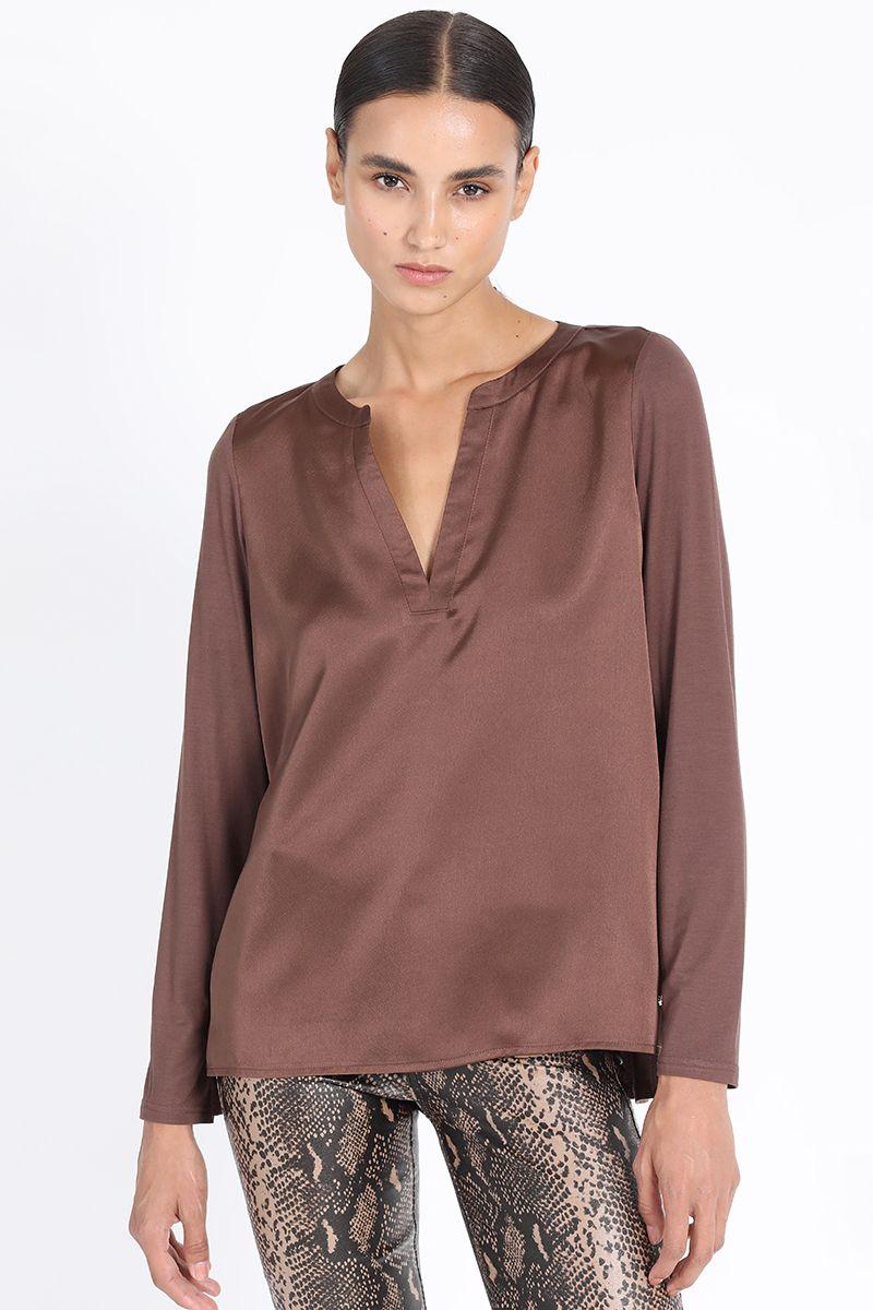 Polera Satin Mix, Chocolate Liola-0