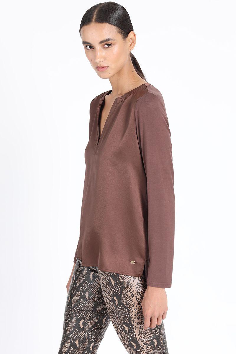 Polera Satin Mix, Chocolate Liola-2