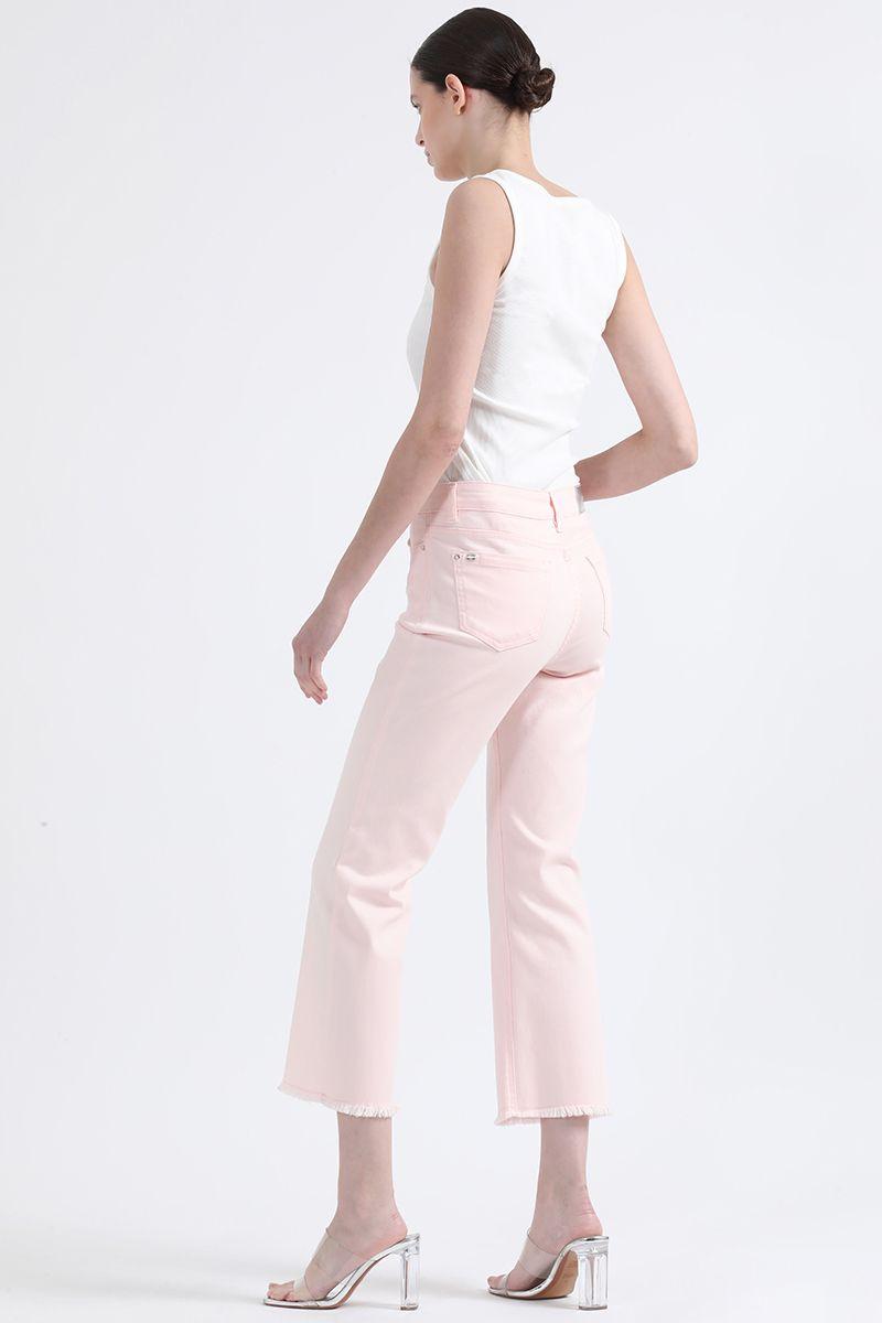 Jeans Color Flare Cropped Fit, Tiro Medio, Rosa Liola-2