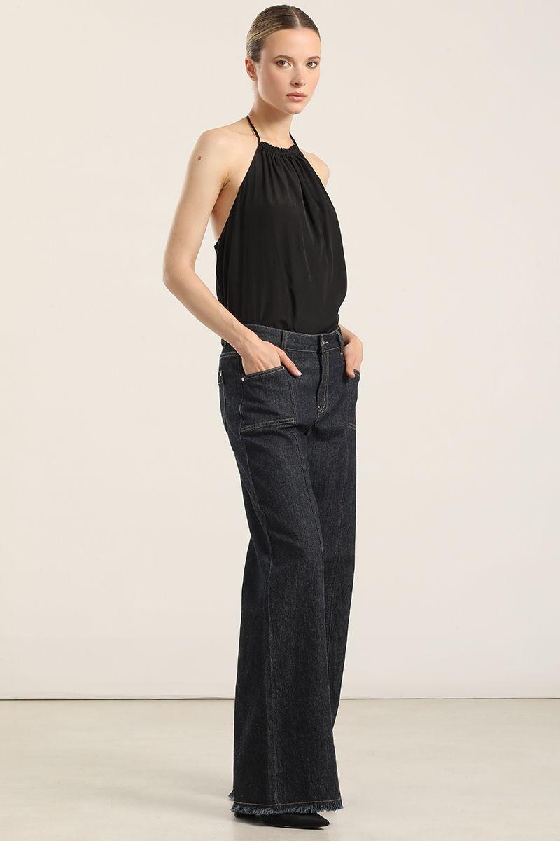 Jeans palazzo, tiro medio, indigo Liola-2