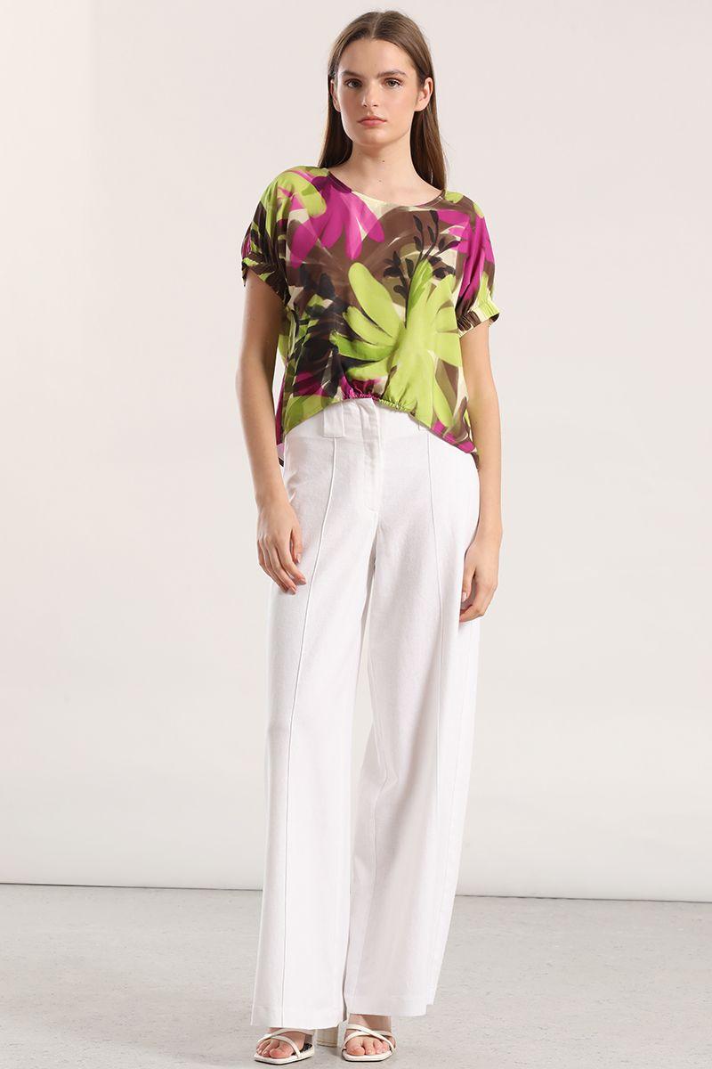 Blusa estampada con rocogido liola mujer verde-1