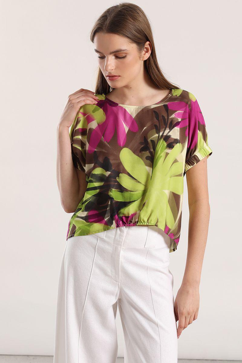 Blusa estampada con rocogido liola mujer verde-3
