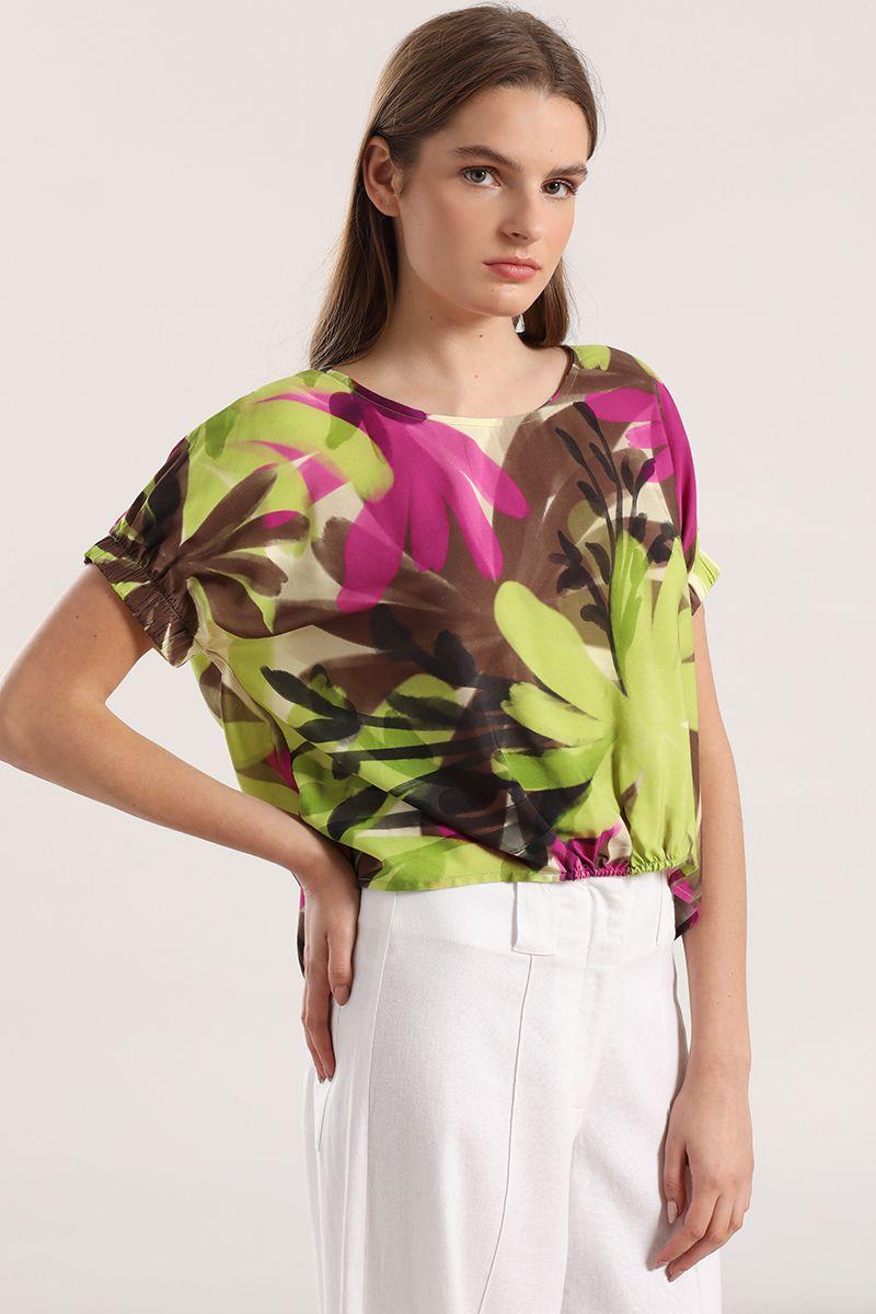 Blusa estampada con rocogido liola mujer verde-4