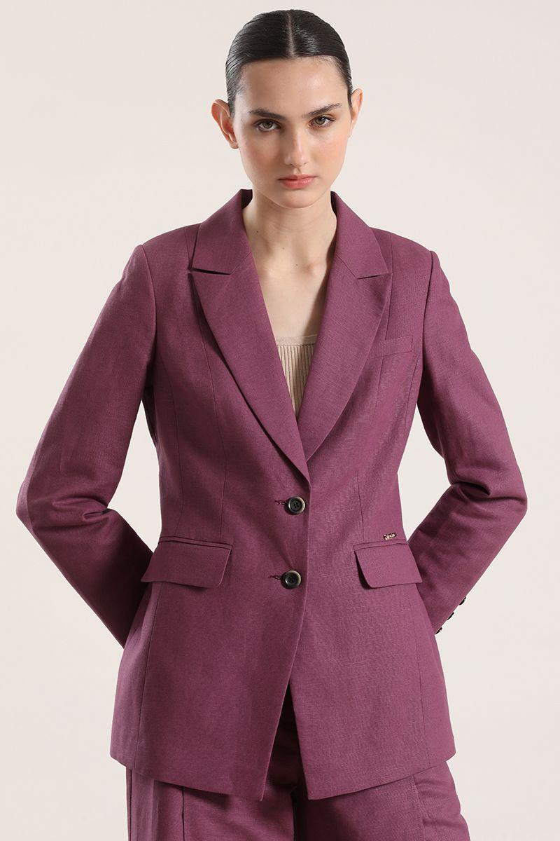 Blazer clásico entallado lino Liola mujer vino-0