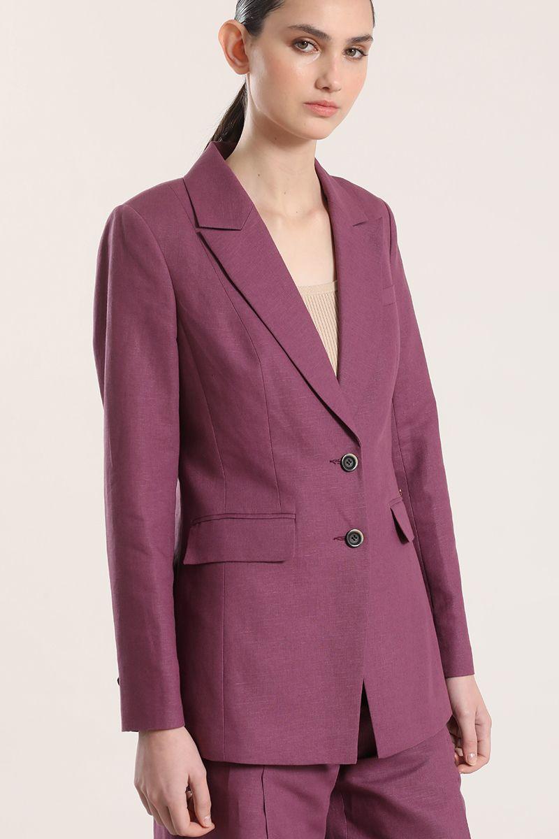 Blazer clásico entallado lino Liola mujer vino-5