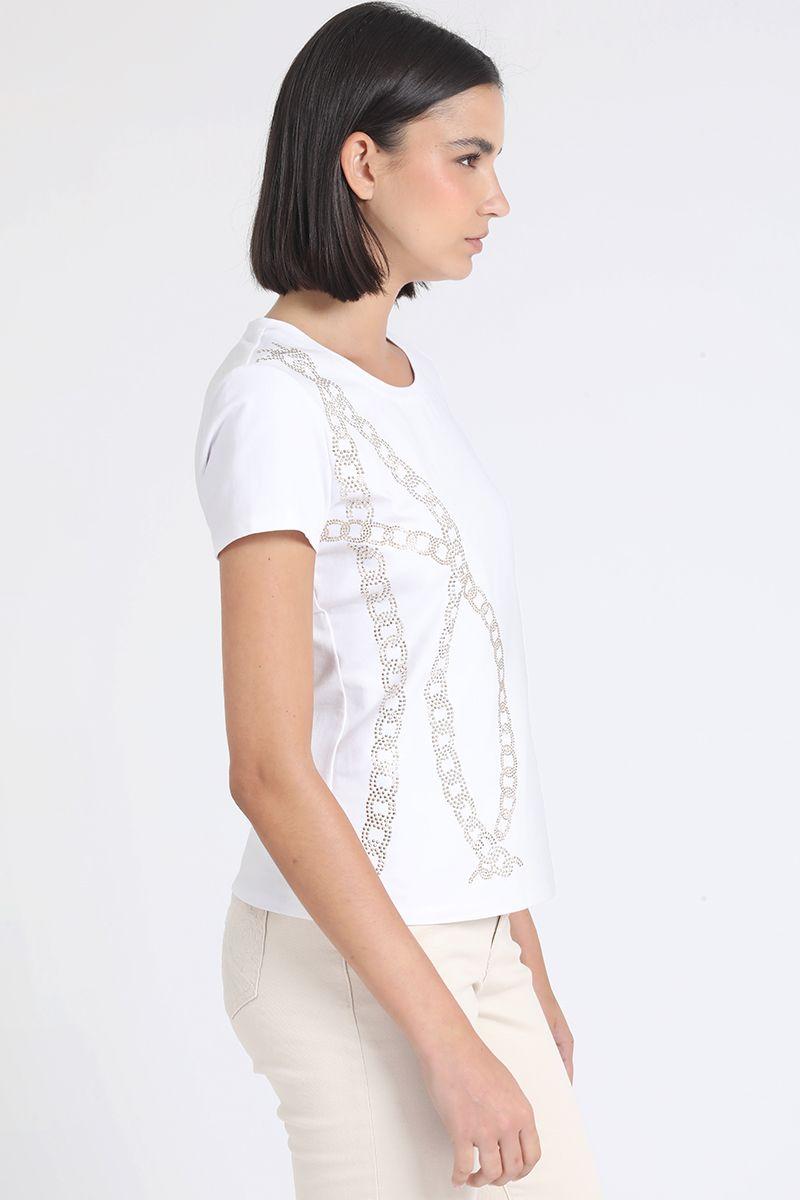 Polera Algodón Spandex, Cadena Strass, Crudo Liola-2