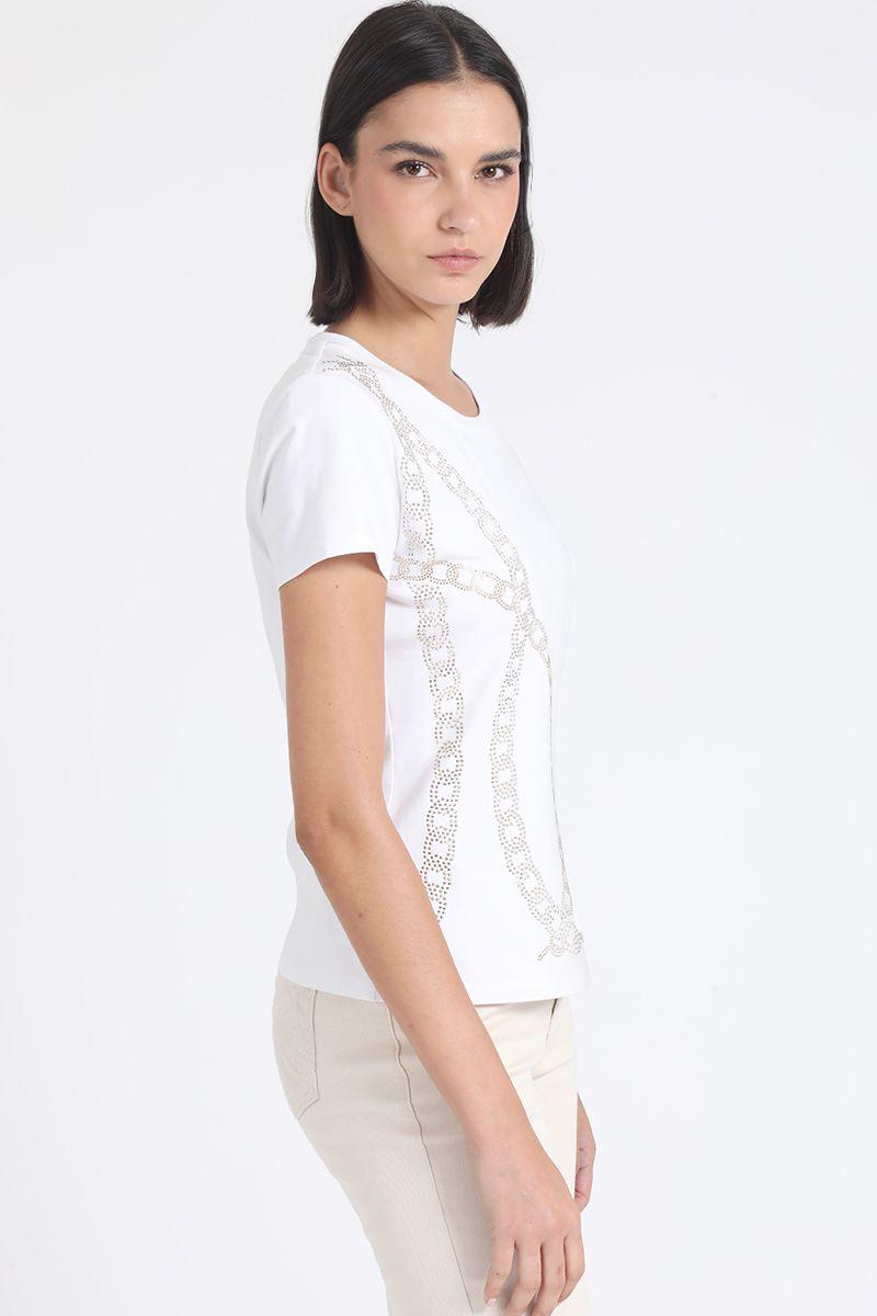 Polera Algodón Spandex, Cadena Strass, Crudo Liola-3