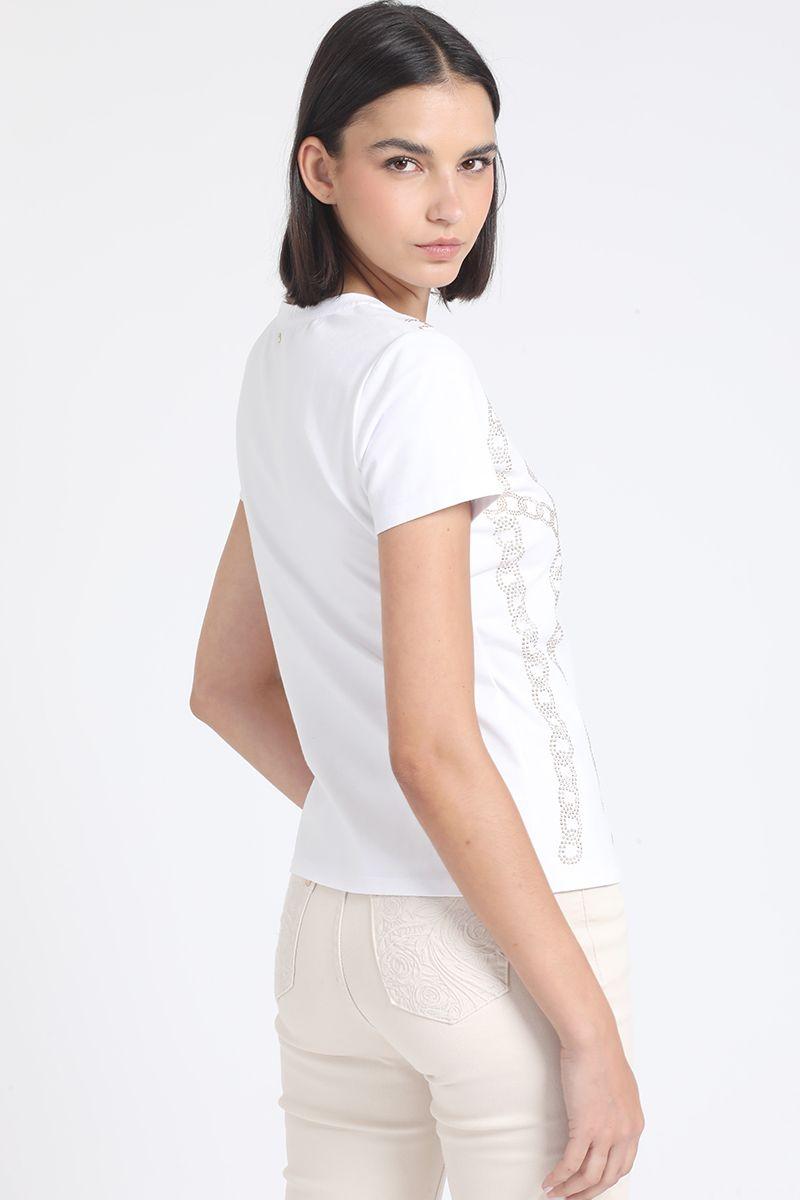 Polera Algodón Spandex, Cadena Strass, Crudo Liola-4