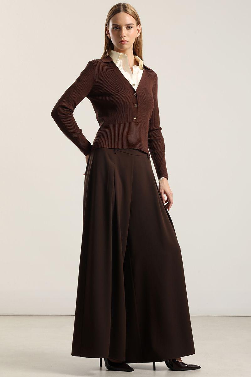 Jersey tejido botones delantero, chocolate Liola-6