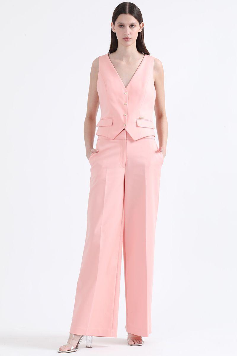 Pantalon Ancho, Tiro Alto, Rosa Liola-1