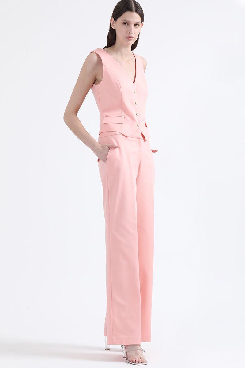 Pantalon Ancho, Tiro Alto, Rosa Liola-2