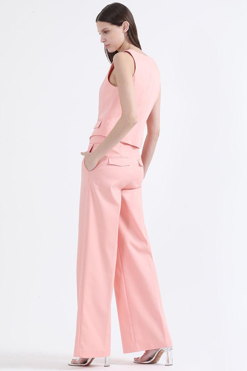 Pantalon Ancho, Tiro Alto, Rosa Liola-5