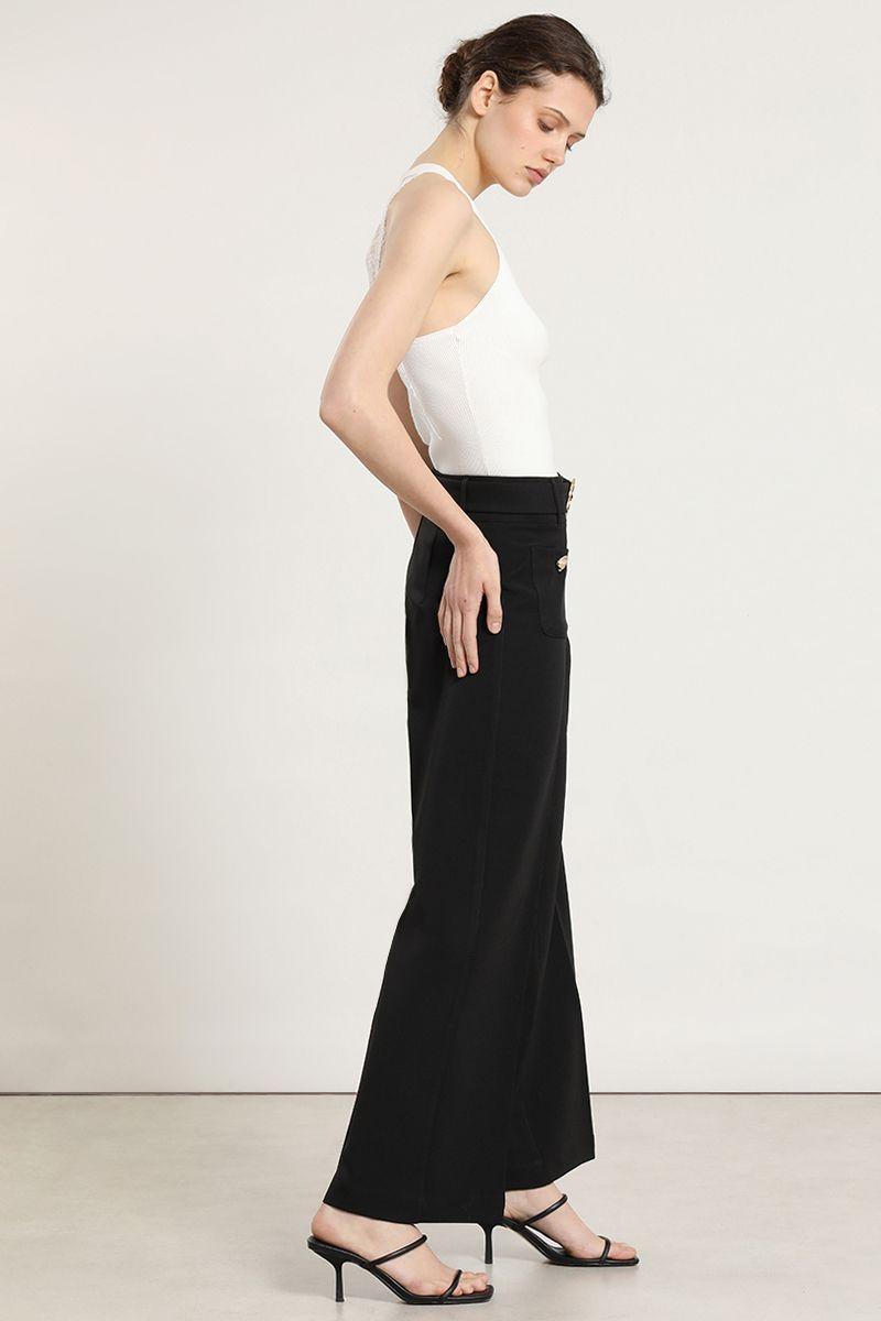 Pantalon ancho, cinturon, negro Liola-4