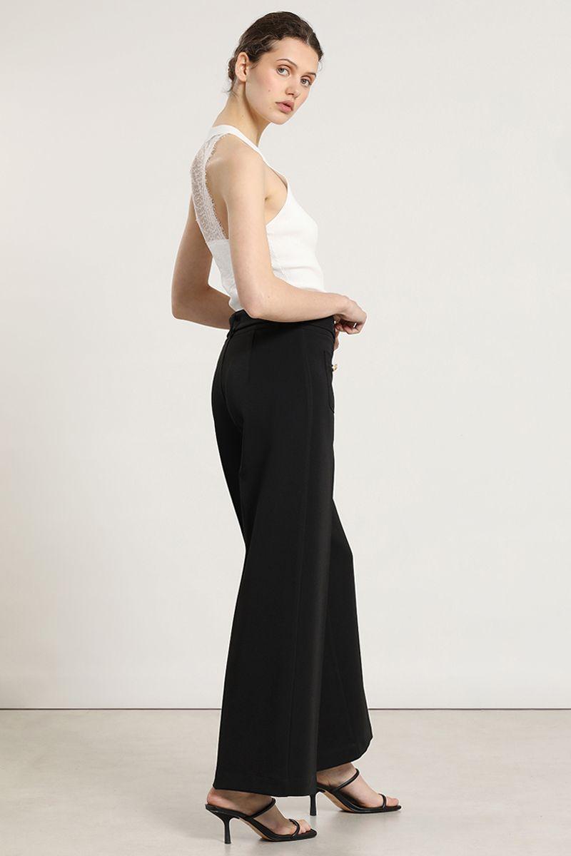 Pantalon ancho, cinturon, negro Liola-5