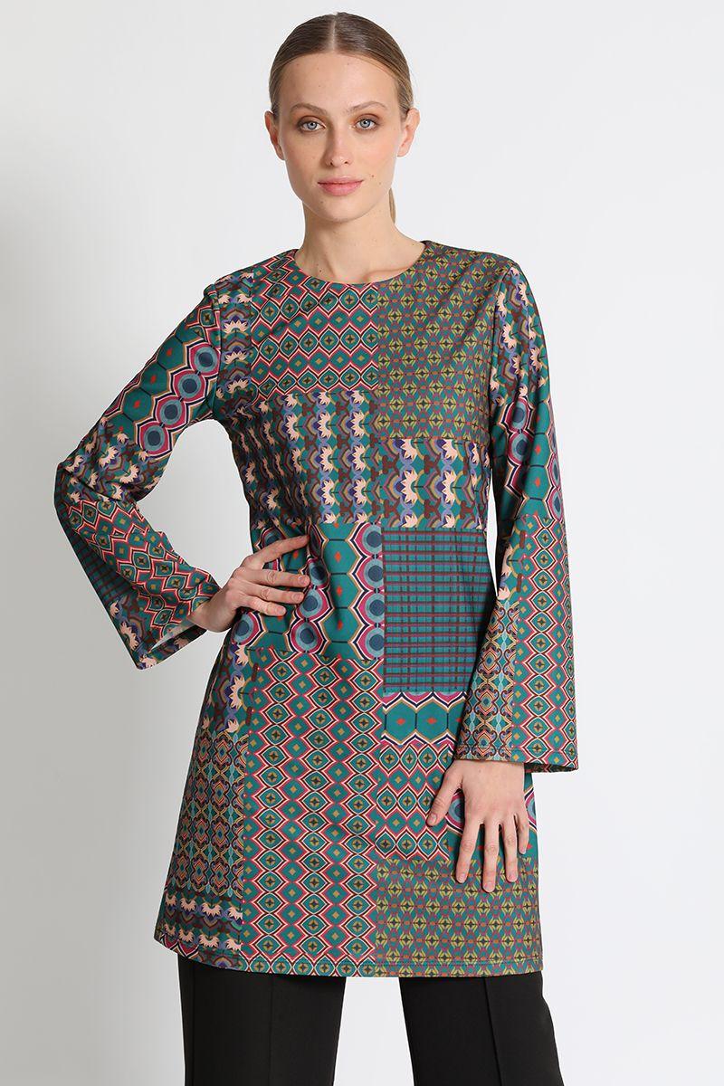 Vestido Rodilla Estampado Verde Liola-0