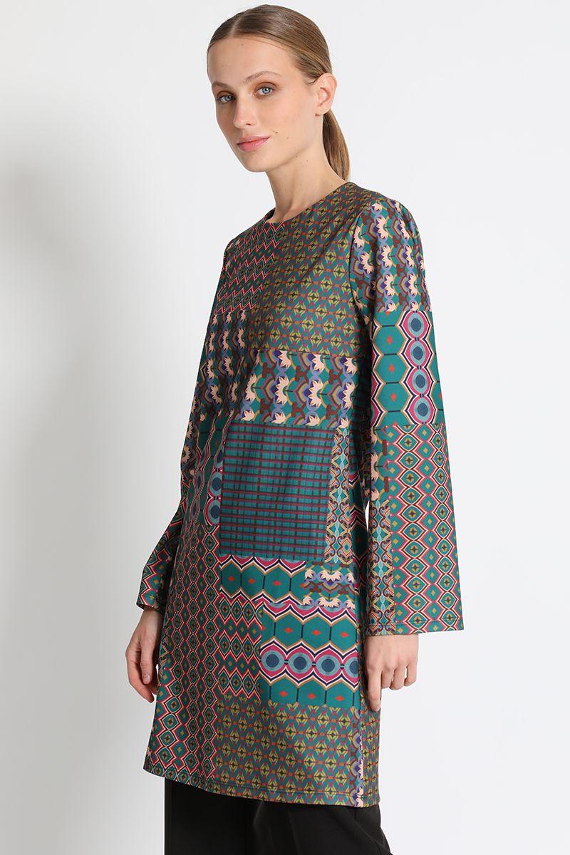 Vestido Rodilla Estampado Verde Liola-1