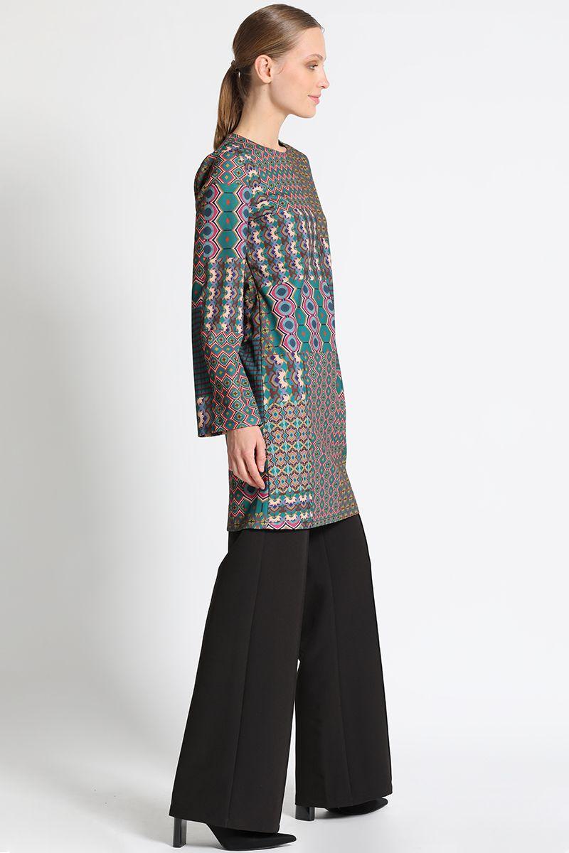 Vestido Rodilla Estampado Verde Liola-3