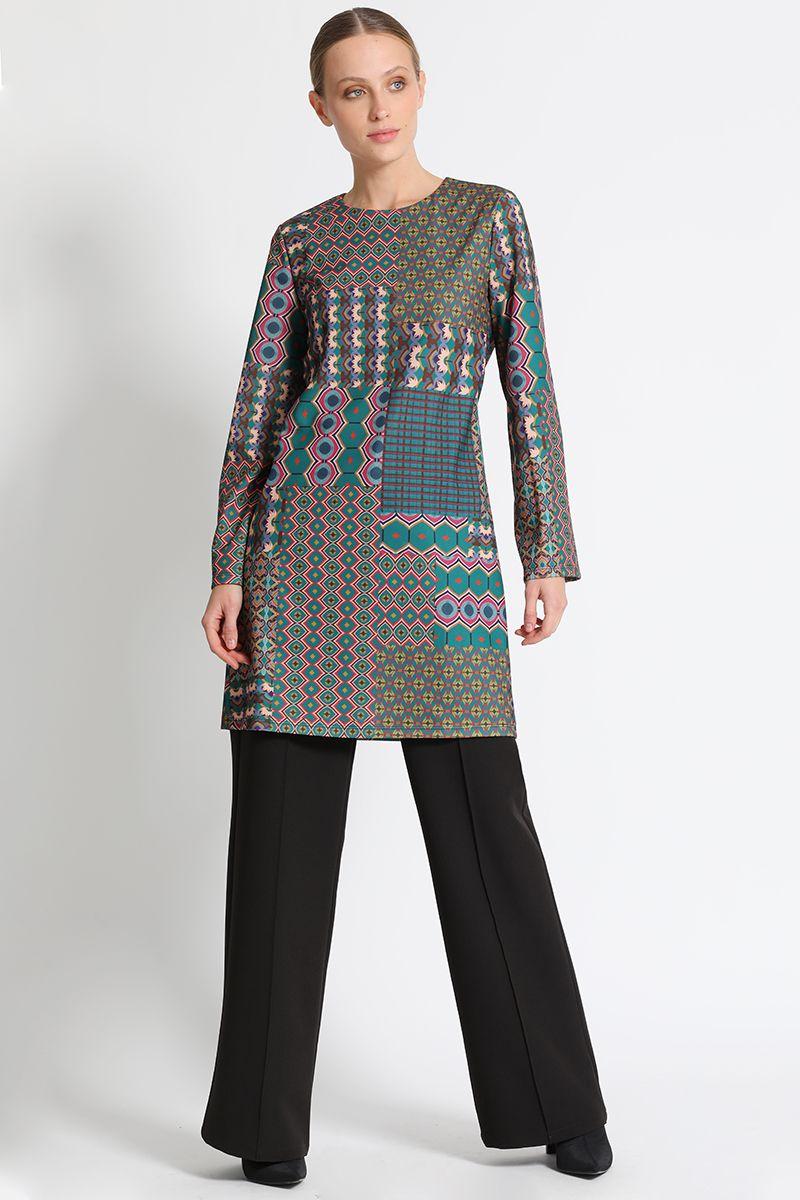 Vestido Rodilla Estampado Verde Liola-5