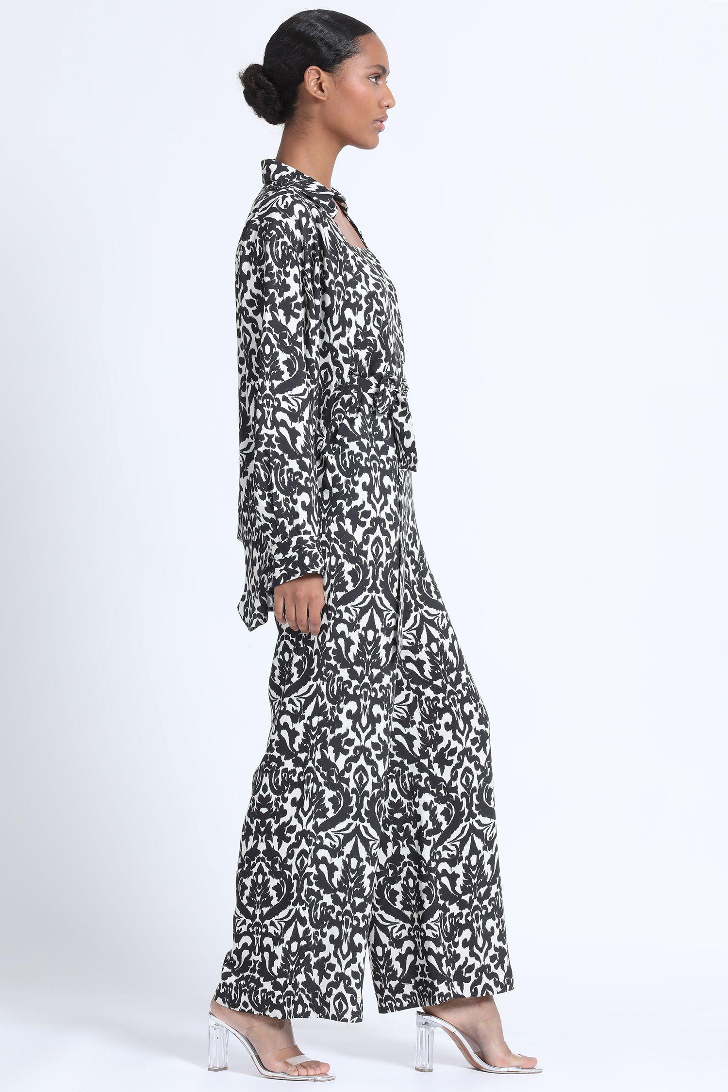Camisa Larga Estampada Negro Liola-3