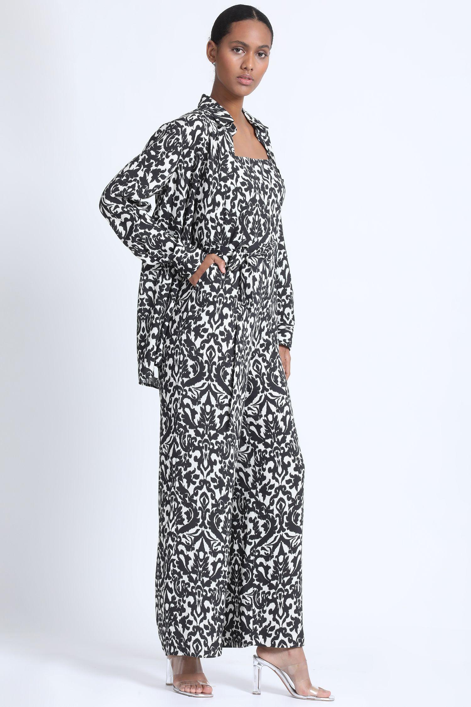 Camisa Larga Estampada Negro Liola-4