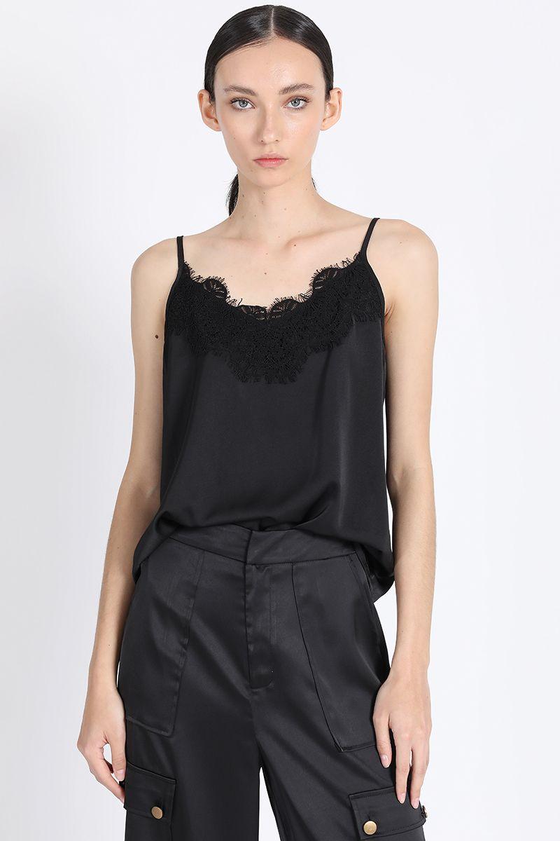 Top Lencero Con Encaje, Negro Liola-2