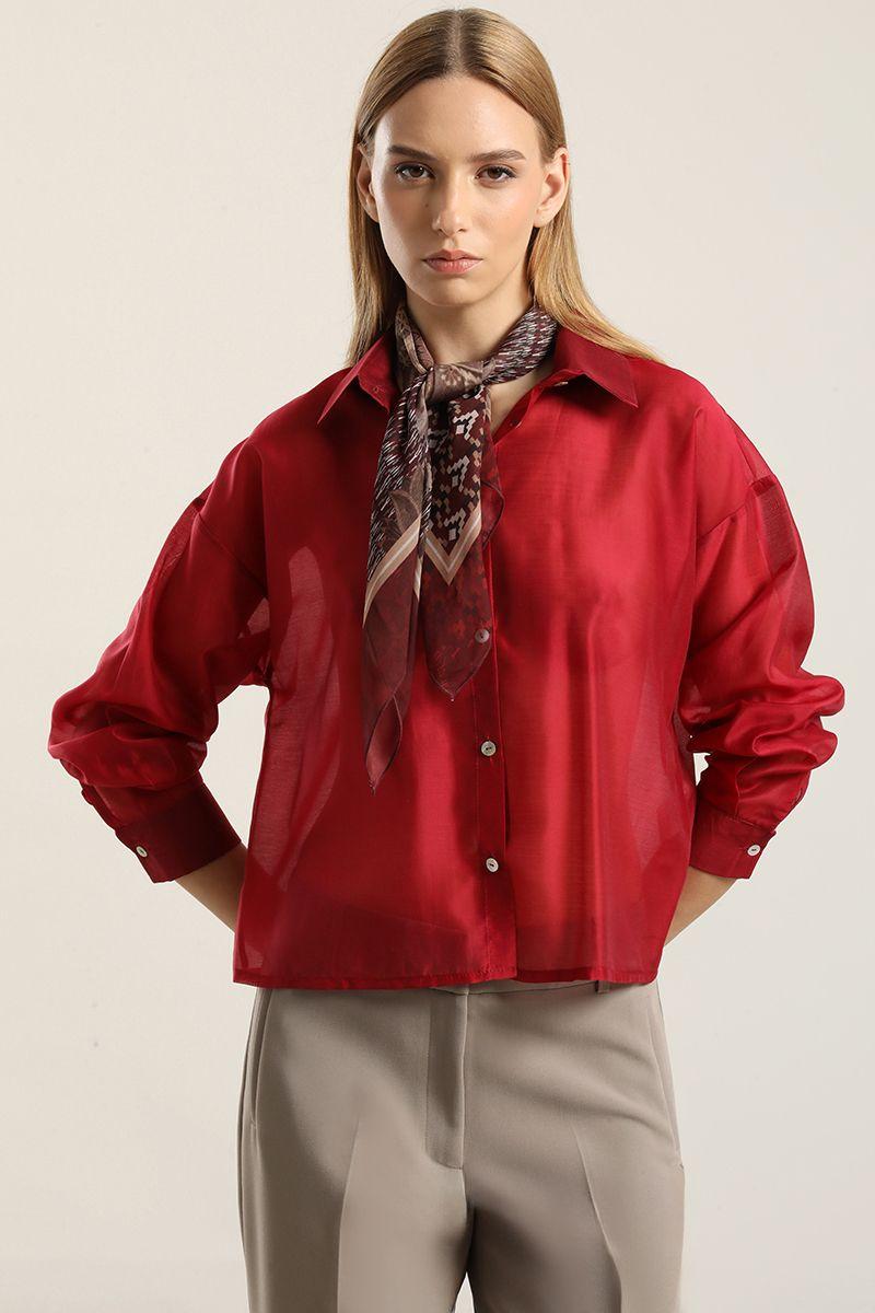 Blusa semi transparente, rojo Liola-0