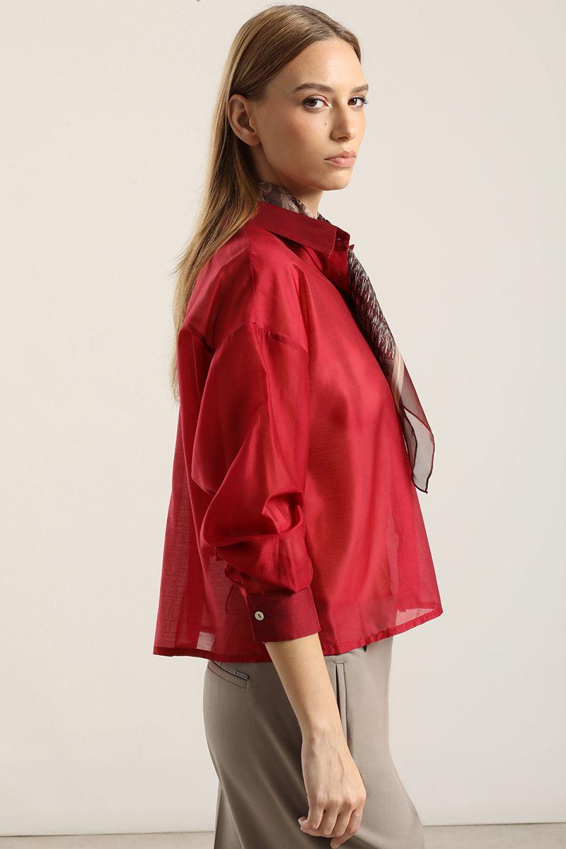 Blusa semi transparente, rojo Liola-2