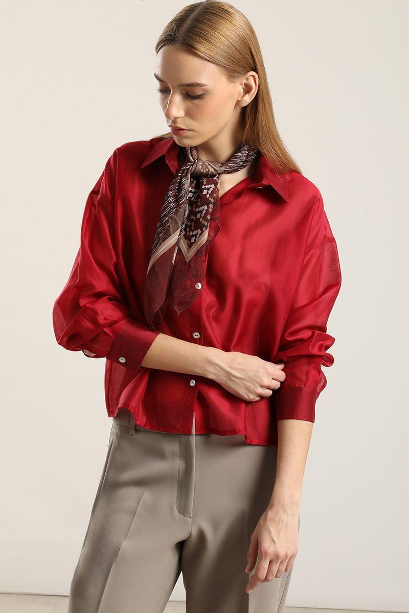 Blusa semi transparente, rojo Liola-3