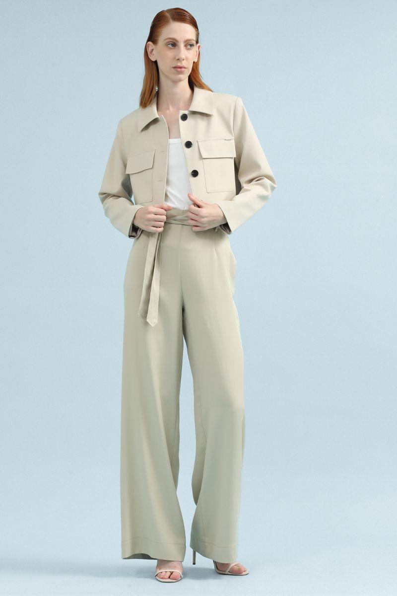 Pantalon Ancho Tiro Alto, Beige Liola-5