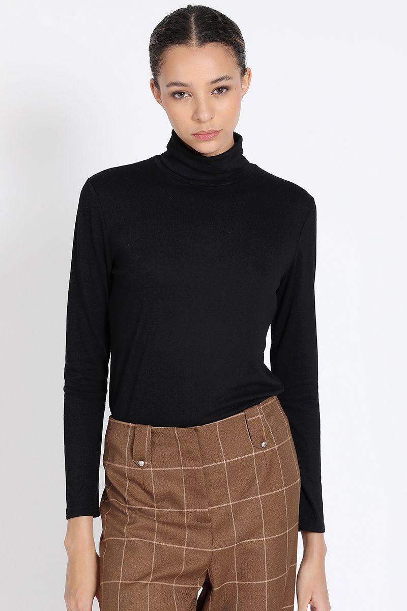 Top Basico Cuello Subido, Negro Liola-0