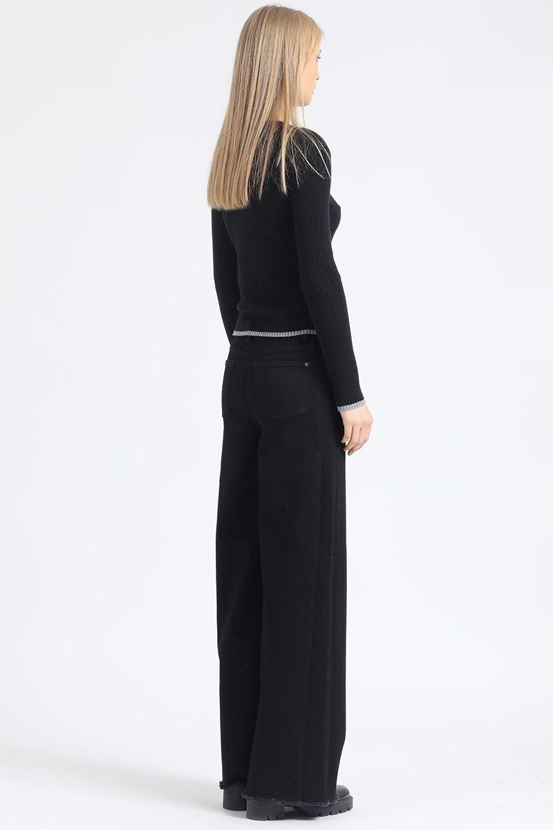 Jeans Palazzo Color, Tiro Alto, Negro Liola-2