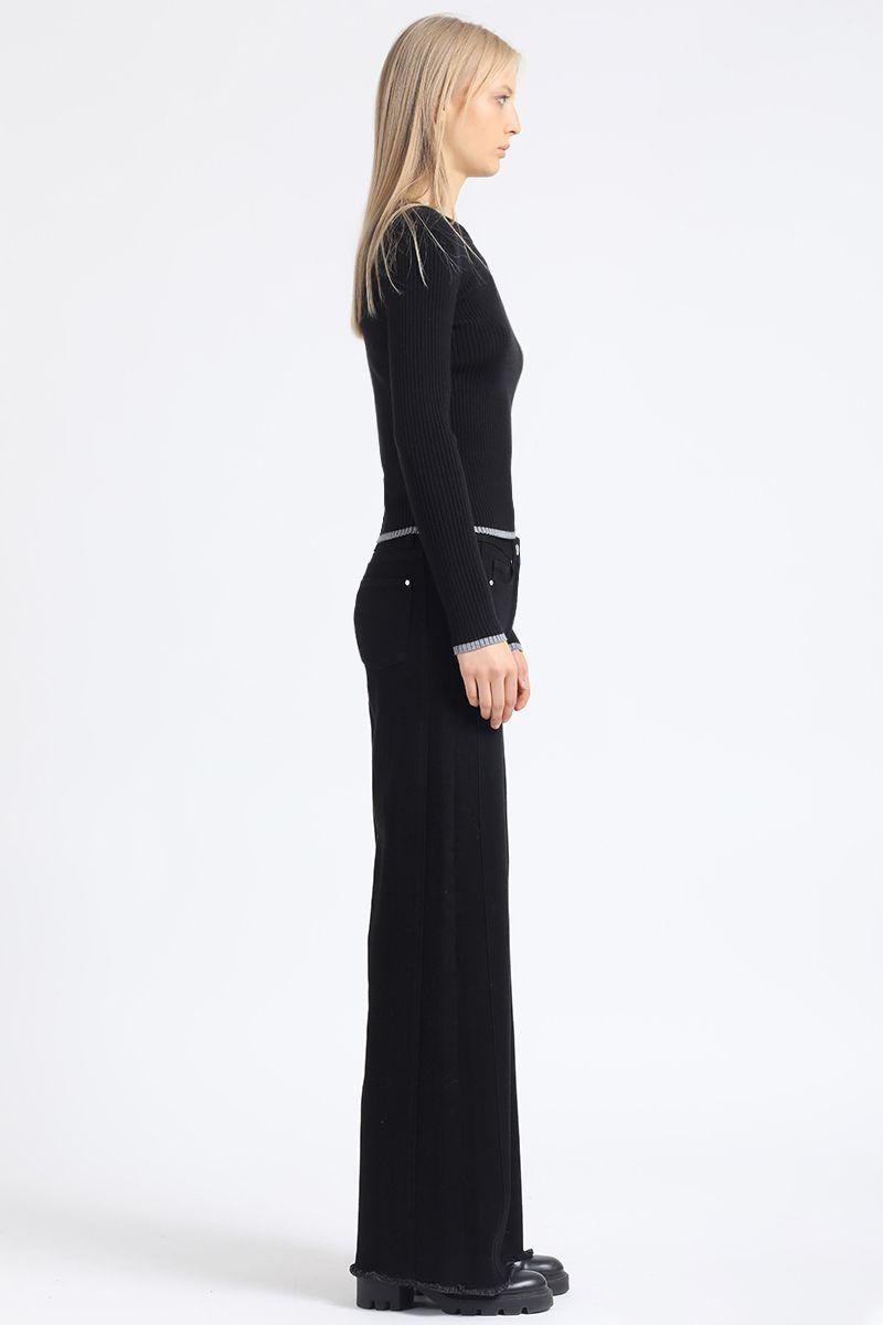 Jeans Palazzo Color, Tiro Alto, Negro Liola-3