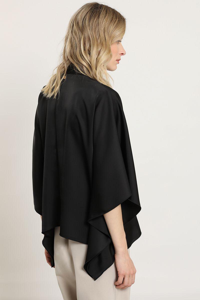 Blusa tunica, satin lazada, negro Liola-6