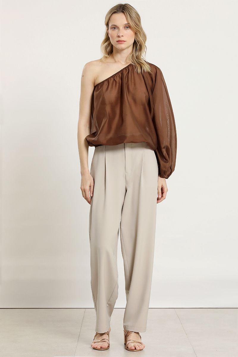 Pantalon sastre con pinzas, beige Liola-3