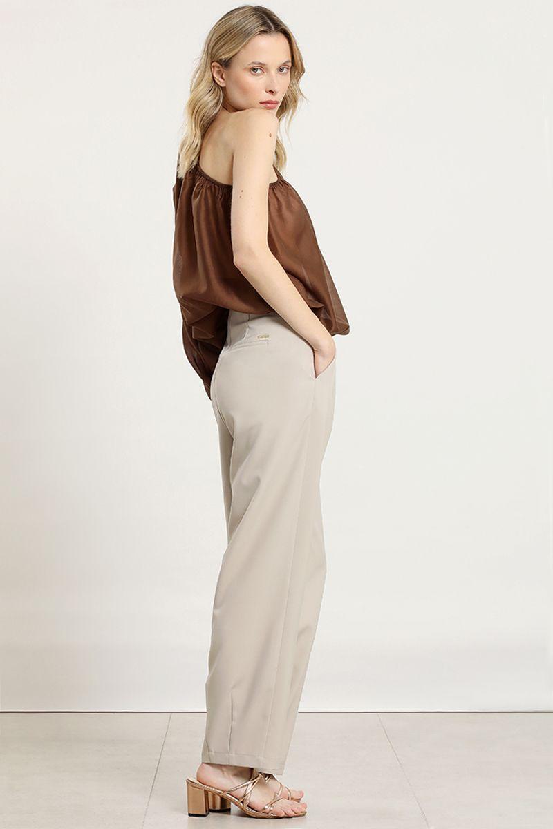 Pantalon sastre con pinzas, beige Liola-4