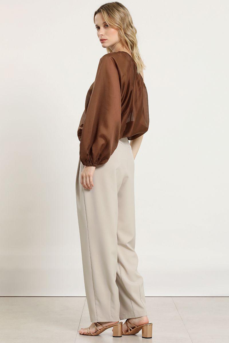 Pantalon sastre con pinzas, beige Liola-5