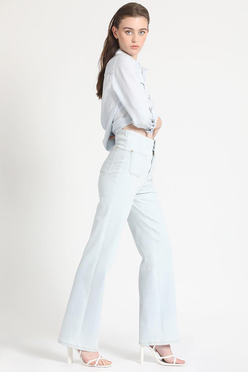 Jeans Straight Tiro Alto, Celeste Liola-3