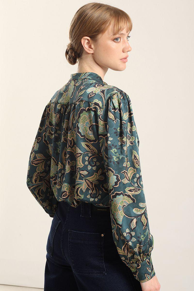 Blusa Satin Estampado, Lazada, Verde Liola-3
