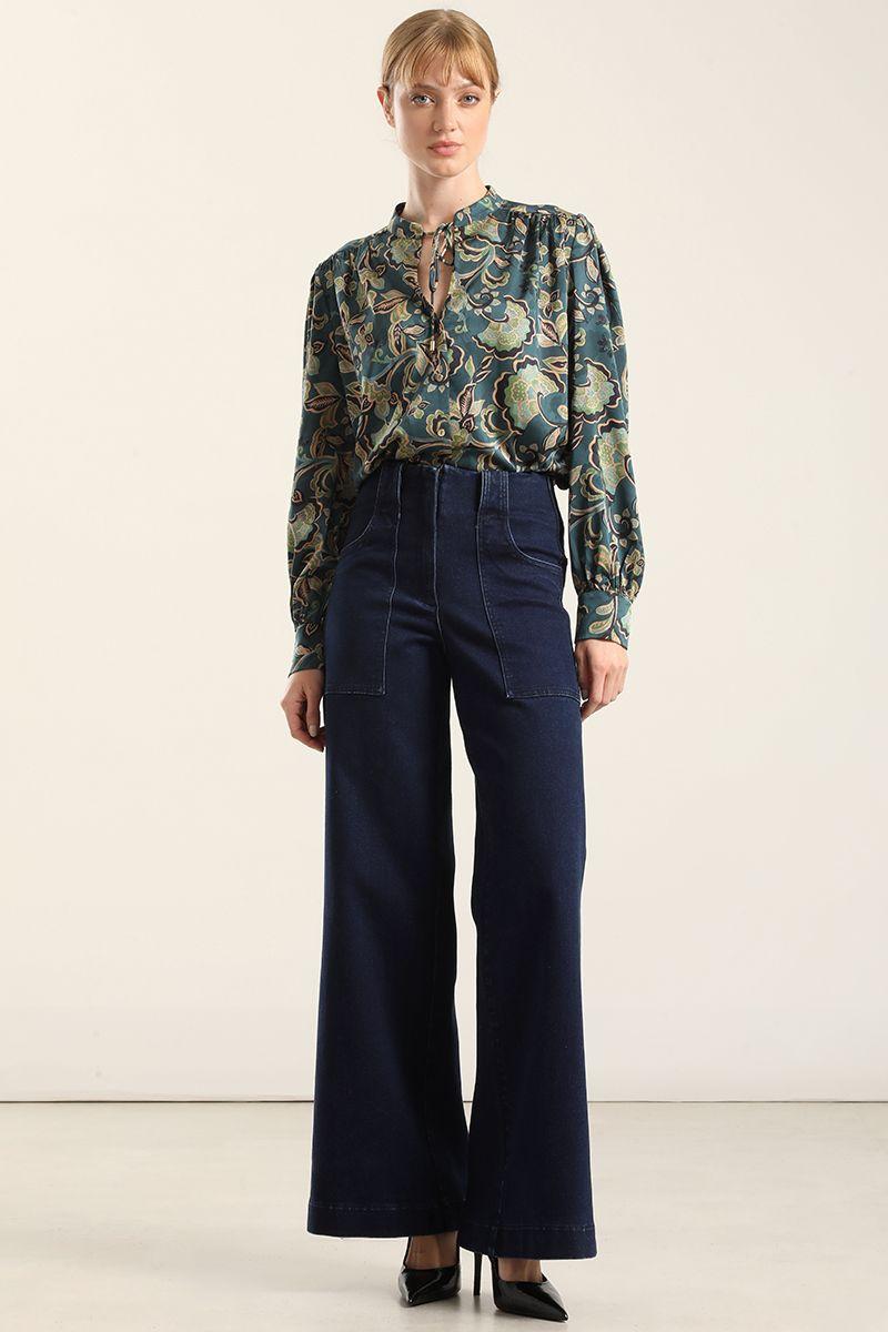 Blusa Satin Estampado, Lazada, Verde Liola-5