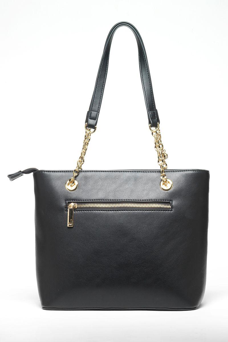 Cartera Efecto Cuero Textura Logo Liola, Negro Liola-3