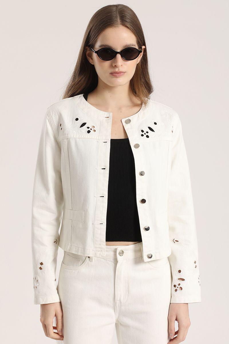 Chaqueta con bordado Liola mujer crudo-0