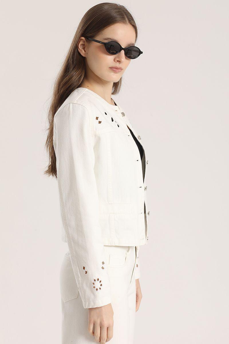 Chaqueta con bordado Liola mujer crudo-1