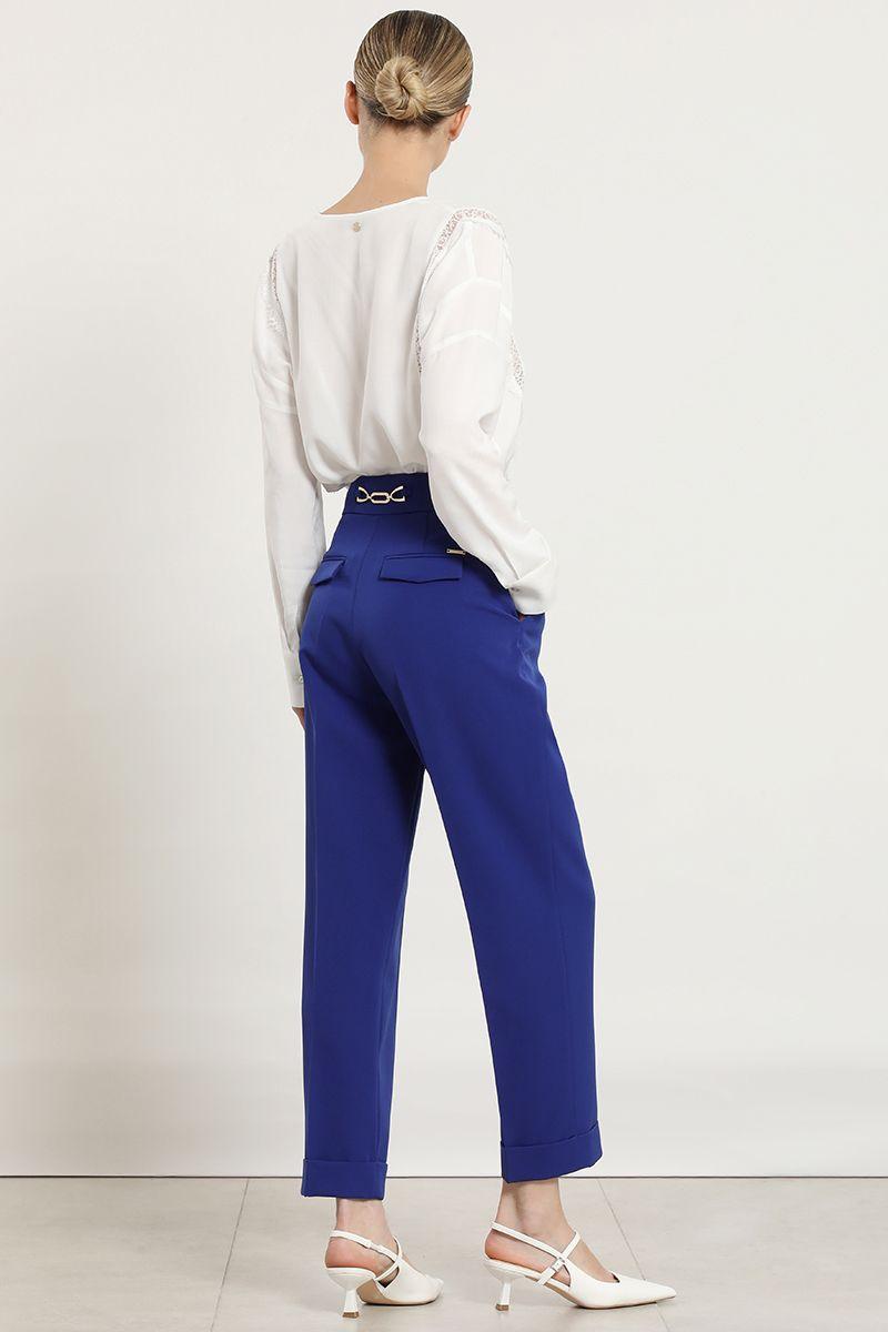 Pantalon sastre, herraje metalico, azulino Liola-5