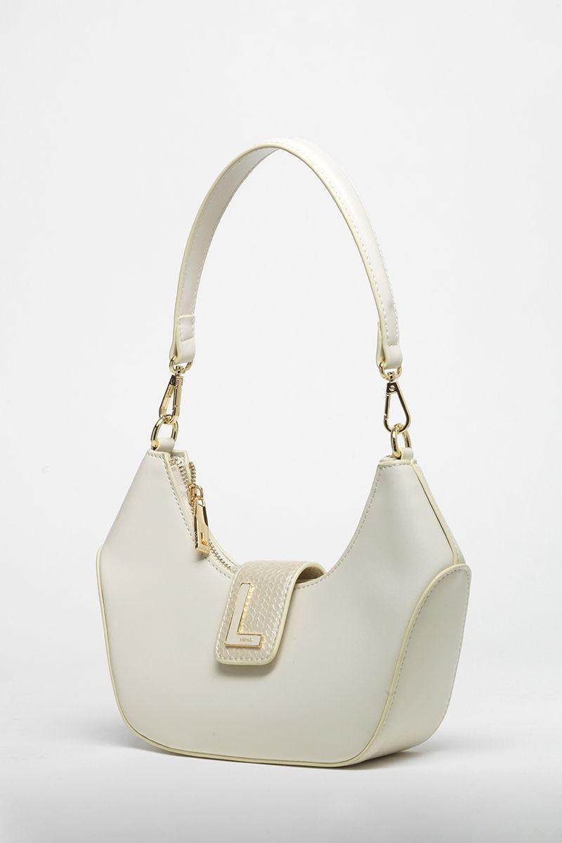 Cartera Media Luna, Efecto Cuero Liso, Crudo Liola-1