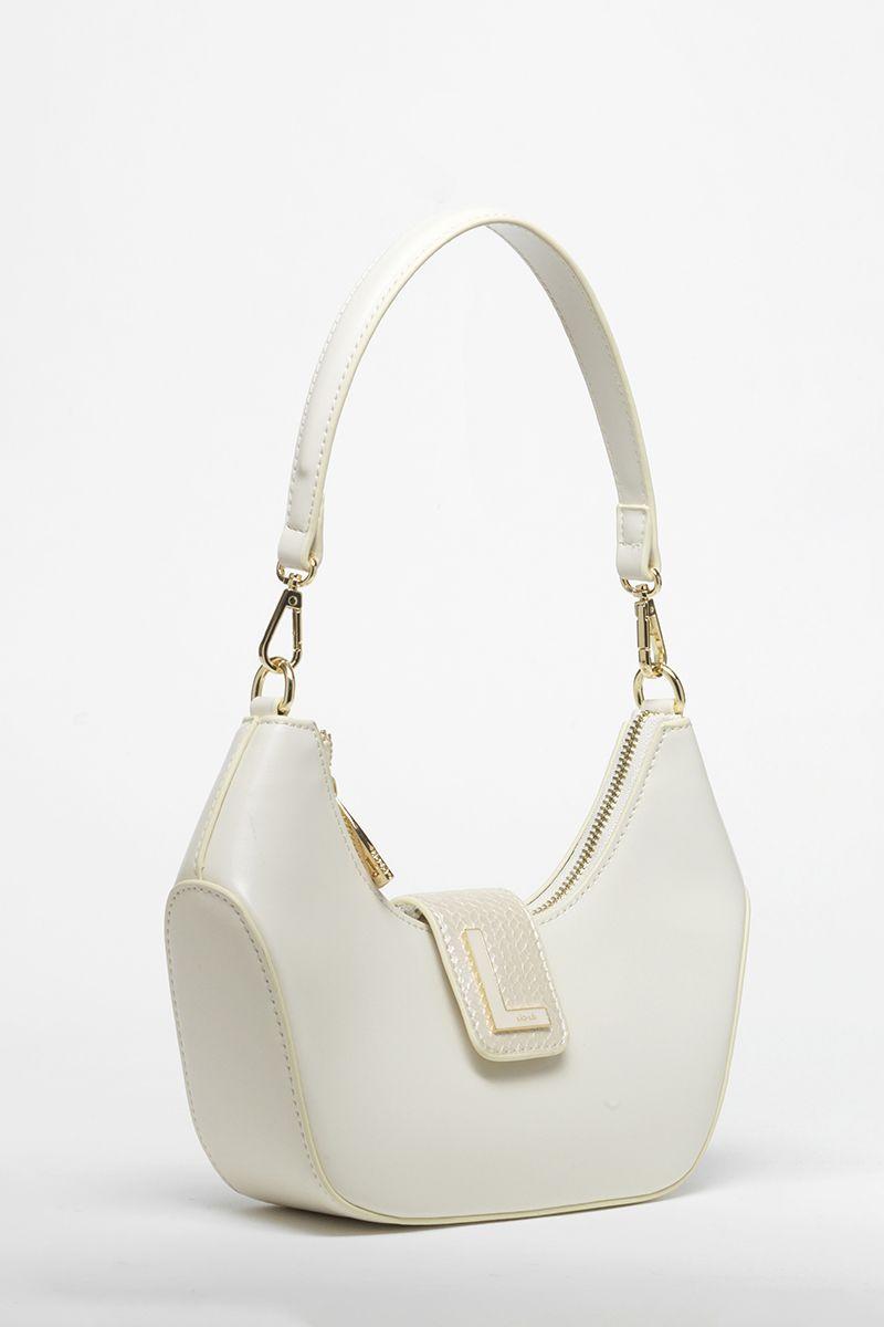 Cartera Media Luna, Efecto Cuero Liso, Crudo Liola-2