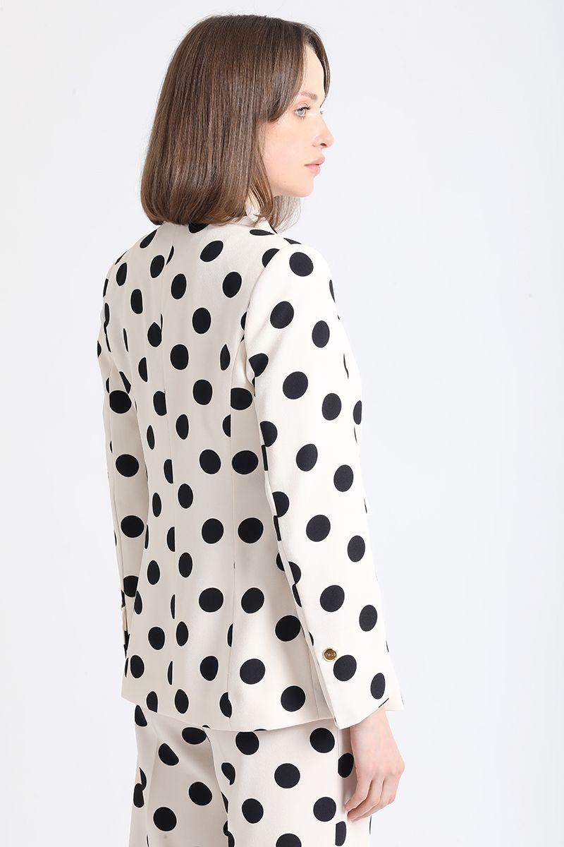 Blazer Entallado Estampado Puntos, Crudo/Negro Liola-2